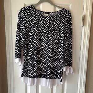 Bali Navy and White Polka Dot Women's Top Size M